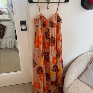 Urban outfitters floral Maxi Dress in Orange and Brown